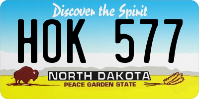 ND license plate HOK577