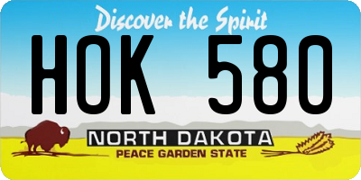 ND license plate HOK580