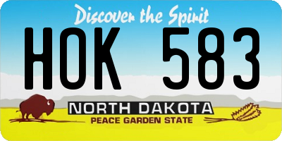 ND license plate HOK583