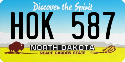 ND license plate HOK587