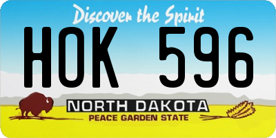 ND license plate HOK596