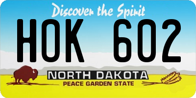 ND license plate HOK602