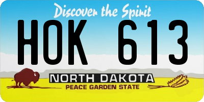 ND license plate HOK613