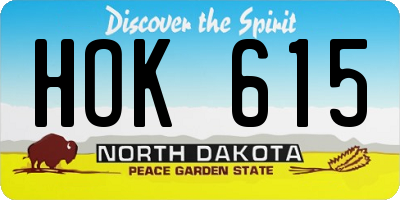 ND license plate HOK615