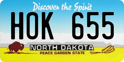 ND license plate HOK655