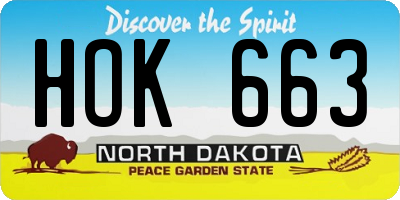 ND license plate HOK663