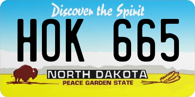 ND license plate HOK665