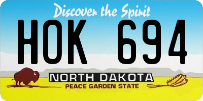 ND license plate HOK694