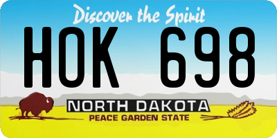 ND license plate HOK698