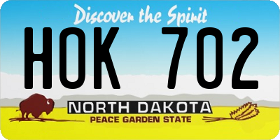 ND license plate HOK702
