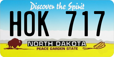 ND license plate HOK717