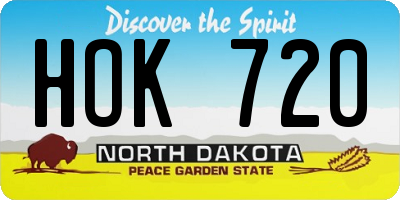 ND license plate HOK720
