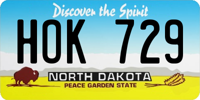 ND license plate HOK729