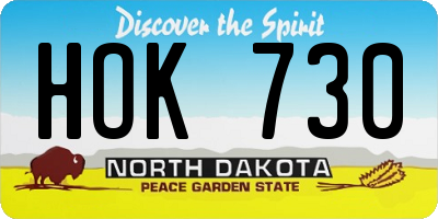 ND license plate HOK730