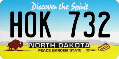ND license plate HOK732