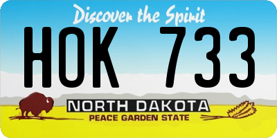 ND license plate HOK733