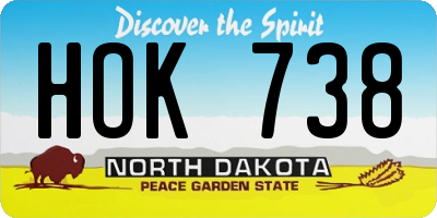 ND license plate HOK738