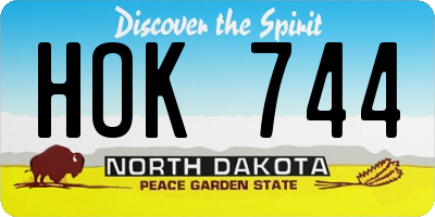 ND license plate HOK744