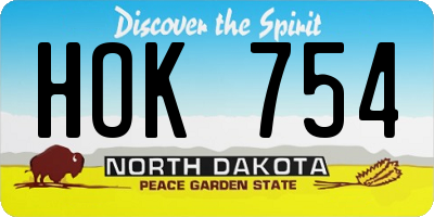 ND license plate HOK754