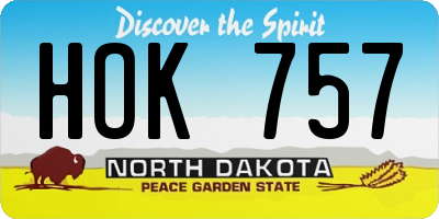 ND license plate HOK757