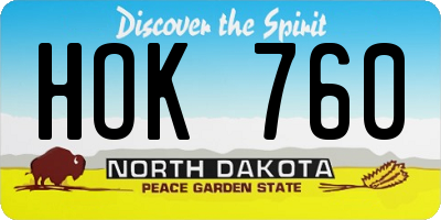 ND license plate HOK760