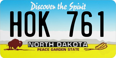 ND license plate HOK761