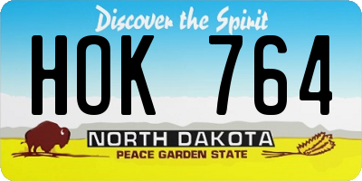 ND license plate HOK764