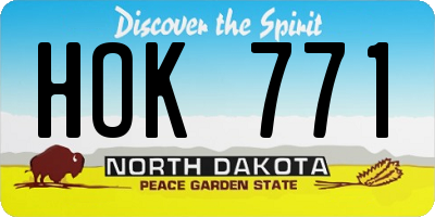 ND license plate HOK771
