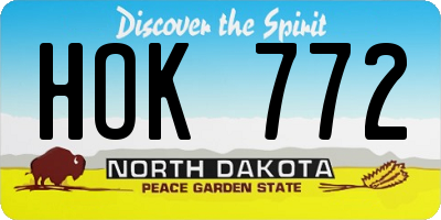 ND license plate HOK772