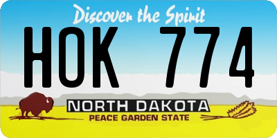 ND license plate HOK774