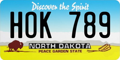 ND license plate HOK789