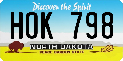ND license plate HOK798