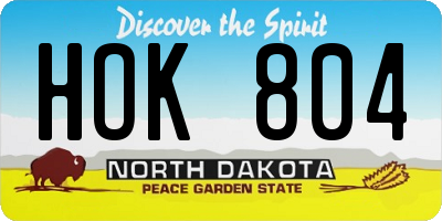 ND license plate HOK804