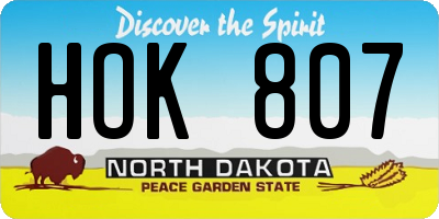ND license plate HOK807