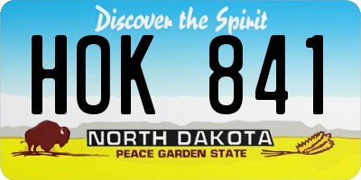 ND license plate HOK841