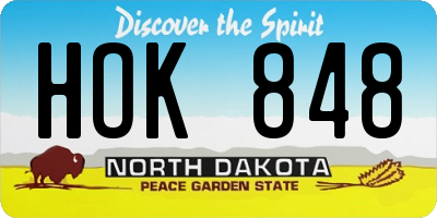 ND license plate HOK848