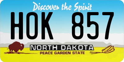 ND license plate HOK857