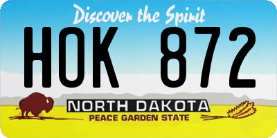 ND license plate HOK872