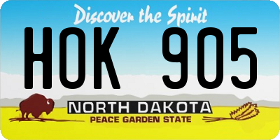 ND license plate HOK905