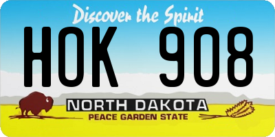 ND license plate HOK908