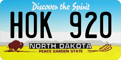ND license plate HOK920
