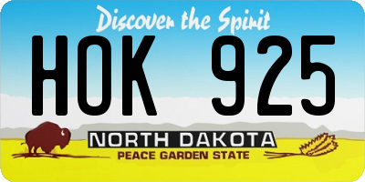 ND license plate HOK925