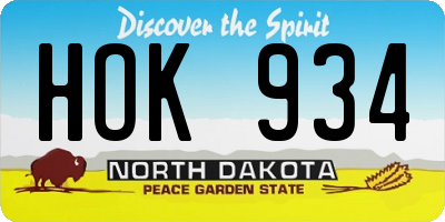 ND license plate HOK934