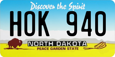 ND license plate HOK940