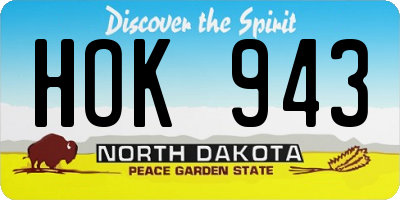 ND license plate HOK943