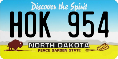 ND license plate HOK954