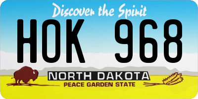 ND license plate HOK968
