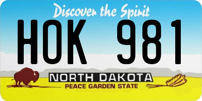 ND license plate HOK981