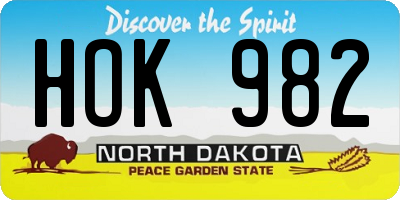 ND license plate HOK982