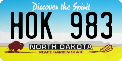 ND license plate HOK983